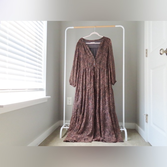 Lucky Brand Printed Metallic Maxi Dress - Size XL | Boho Chic & Glamorous - Picture 4 of 4